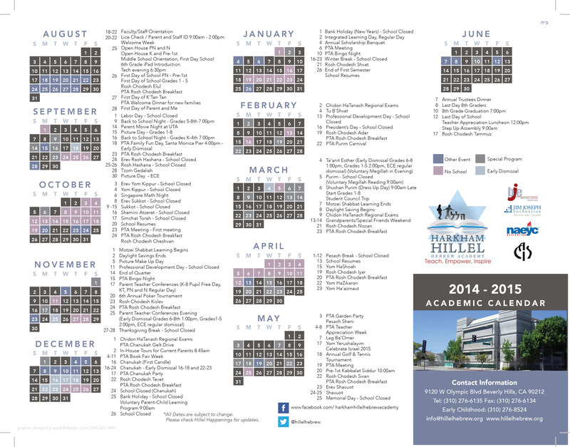 2014-2015 School Calendar
